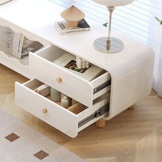 JASIWAY Cream Style Wooden TV Stand with Sliding Door & Drawers