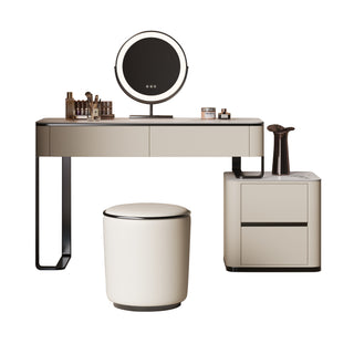 JASIWAY 3 Pieces Makeup Vanity Set with LED Mirror & Stool