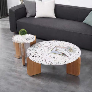 JASIWAY Modern Creative Terrazzo End Table Coffee Side Table Set