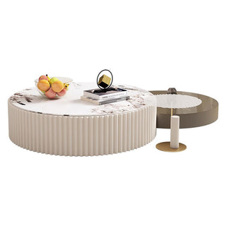JASIWAY White & Grey Nesting Coffee Table Set of 3 with Storage & Stone Top