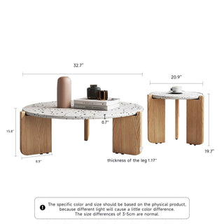 JASIWAY Modern Creative Terrazzo End Table Coffee Side Table Set