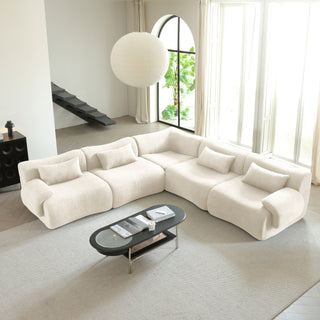 JASIWAY Modern Teddy Velvet Upholstered Sectional Sofa Modular Sofa