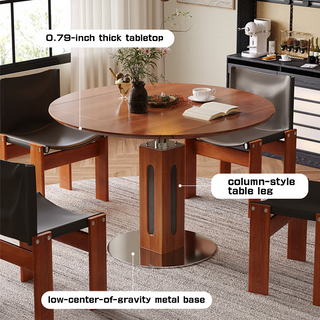 JASIWAY Solid Wood Square to Round Convertible Foldable Dining Table