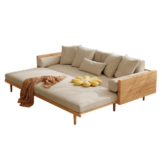 JASIWAY 82.68 Inches Modern Retractable Solid Wood Sleeper Sofa Bed