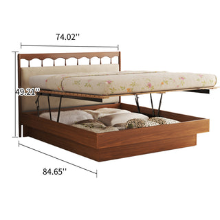 JASIWAY Vintage Storage Bed Solid Wood Floating Bed with Large Storage