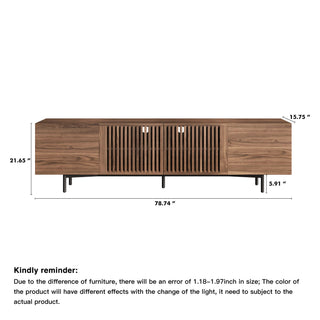 JASIWAY Minimalist TV Stand Slatted Media Console with 4 Doors Storage