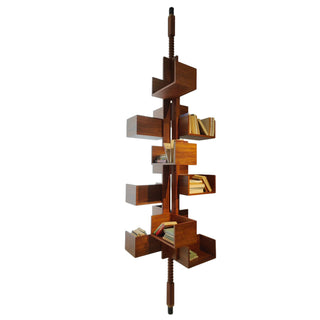 RINGCHEN 360-Degree Rotating Walnut Wood Floor-to-ceiling Bookshelf– Ships within 60 Days