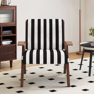 JASIWAY Modern Accent Sofa Armchair White With Black Stripes