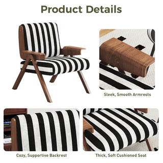 JASIWAY Modern Accent Sofa Armchair White With Black Stripes