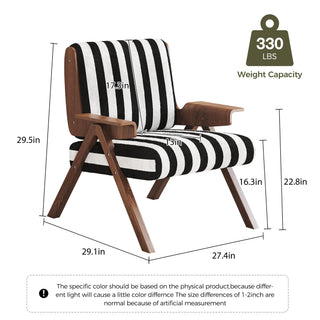 JASIWAY Modern Accent Sofa Armchair White With Black Stripes