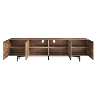 JASIWAY Minimalist TV Stand Slatted Media Console with 4 Doors Storage