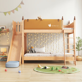 JASIWAY Children's Bunk Bed Solid Wood Loft Bed with Slide Storage and Tent