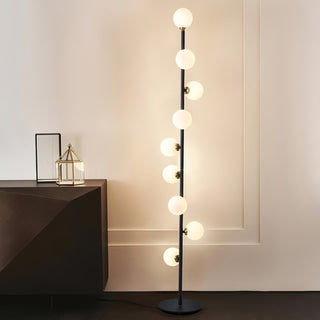 JASIWAY Modern LED Black 9-Light Tree Floor Lamp White Glass Globe