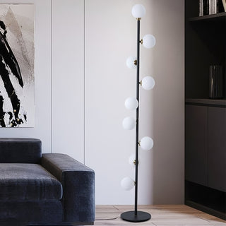 JASIWAY Modern LED Black 9-Light Tree Floor Lamp White Glass Globe