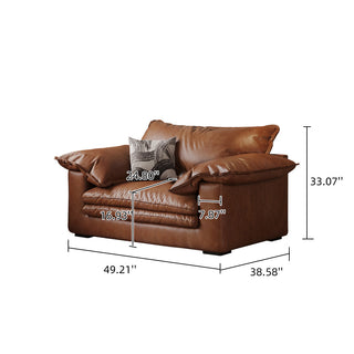 JASIWAY Faux Leather Sofa Brown Vintage Living Room Sofa